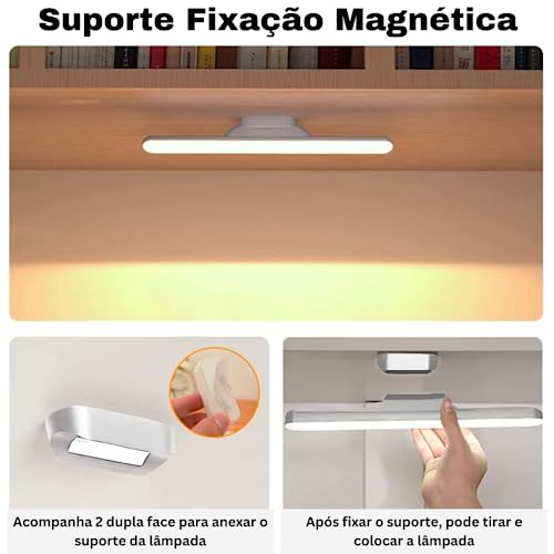 UseFull® Luminária LED Barra Recarregável USB - Sem Fio Versátil para Parede Armário Cozinha e Banhe