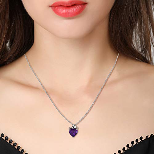 Uloveido Womens Purple Crystal Heart Pendant Necklace For Girls Women White Gold Plated Fashion Heart Jewelry For Mom Grandma Girlfriend N437 #TOP1
