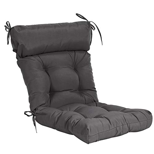 Image of QILLOWAY Outdoor Rocking Chair Cushions Set of 4, 100% Polyester Waterproof Patio Rocking Chair Cushion, High Back Weatherproof Chair Pad for Adirondack & Outdoor Furniture, Dark Grey