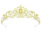 CIEHER Tiara Crowns for Women & Girls - Bridal, Wedding, Prom, Quinceanera, Birthday & Christmas Crown Gifts (Yellow)