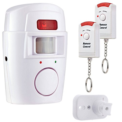 Tech Traders ® Wireless Pir Motion Sensor Alarm + 2 Remote Controls Shed Home Garage Caravan