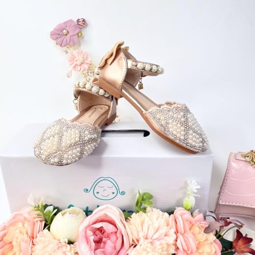 Girl's Princess Dress Shoes Pearls Rhinestone Glitter Spring Summer 5
