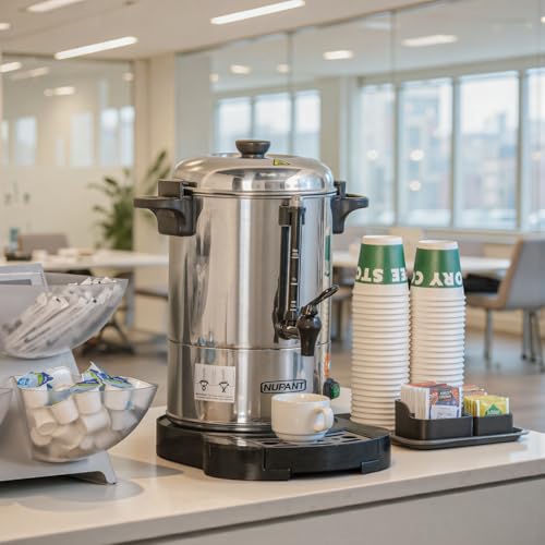 Image of NUPANT Commercial Coffee Urn 30 Cup /4.5L Coffee Dispenser with Upgraded Percolator, 304 Stainless Steel Hot Water Urn Beverage Dispenser with Warm Mode,Drip Tray,Large Coffee Maker for Party Catering