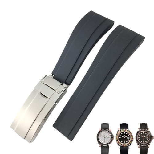 Bracelet de montre en caoutchouc 20mm 21mm avec fermoir acier pour Yacht Master
