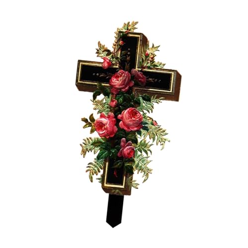 Perfeclan Decoraciones de Cementerio para tumbas, Marcador de Tumba en Forma de, Floral, Impermeable, para jardín, para Patio, Exterior