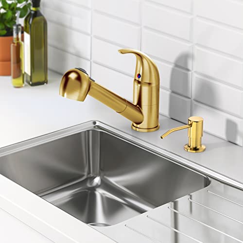 Lepo Soap Dispenser For Kitchen Sink Brushed Gold, Built In Soap Dispenser Or Stainless Steel Countertop Pump Lotion Dispenser With Large 17 Oz Soap Bottle Refill From The Top Bar Sink Soap Dispenser #TOP7