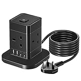 3M Cube Extension Lead with USB C, Hotimy 4 Way Plug Extension Socket with 4 USB (2 USB A & 2 USB C), Child Safety Extension Cord with Switch Black Power Strip for Home Desk Office