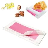 8 tiras depilatorias con aceite de argán y cera de abejas con vitamina E para pieles sensibles, piernas, brazos, axila Zona bikini - Aroma a frutas del bosque