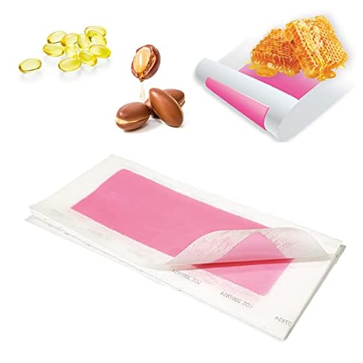 8 tiras depilatorias con aceite de argán y cera de abejas con vitamina E para pieles sensibles, piernas, brazos, axila Zona bikini - Aroma a frutas del bosque