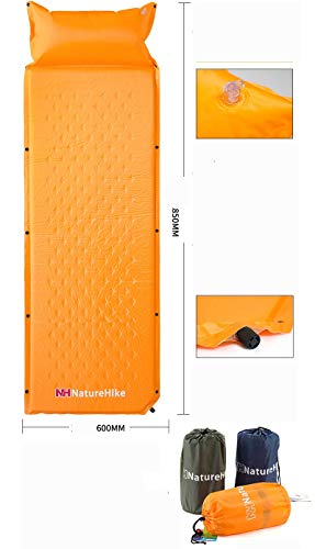 Altera - Colchoneta autoinflable para niños (180 x 3 x 60, Cama de Acampada, colchoneta de Dormir con Almohada, Impermeable), Color Amarillo