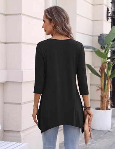 Image of Zeagoo Womens Tops 3 /4 Sleeve Loose Fit Dressy Tunics Plus Size Boho Shirts