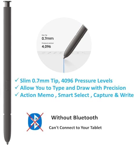 Image of S24 Ultra S Pen [Pen Tips 0.7Mm] [4096 Pressure Sensor] [Without-Bluetooth] Compatible With Galaxy S24 Ultra 5G All Version, S24 Ultra Stylus Pen Touch S Pen (Dark Gray)