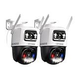 Defender AI Powered 2K+ Pro MAX Color Night Vision Dual Lens PTZ Plug-in WiFi 6 Security Camera, Pro-Grade Color Night Vision, Blue/Red Lights, AI Human/Vehicle Tracking, 2 Pack, Works w/Guard App