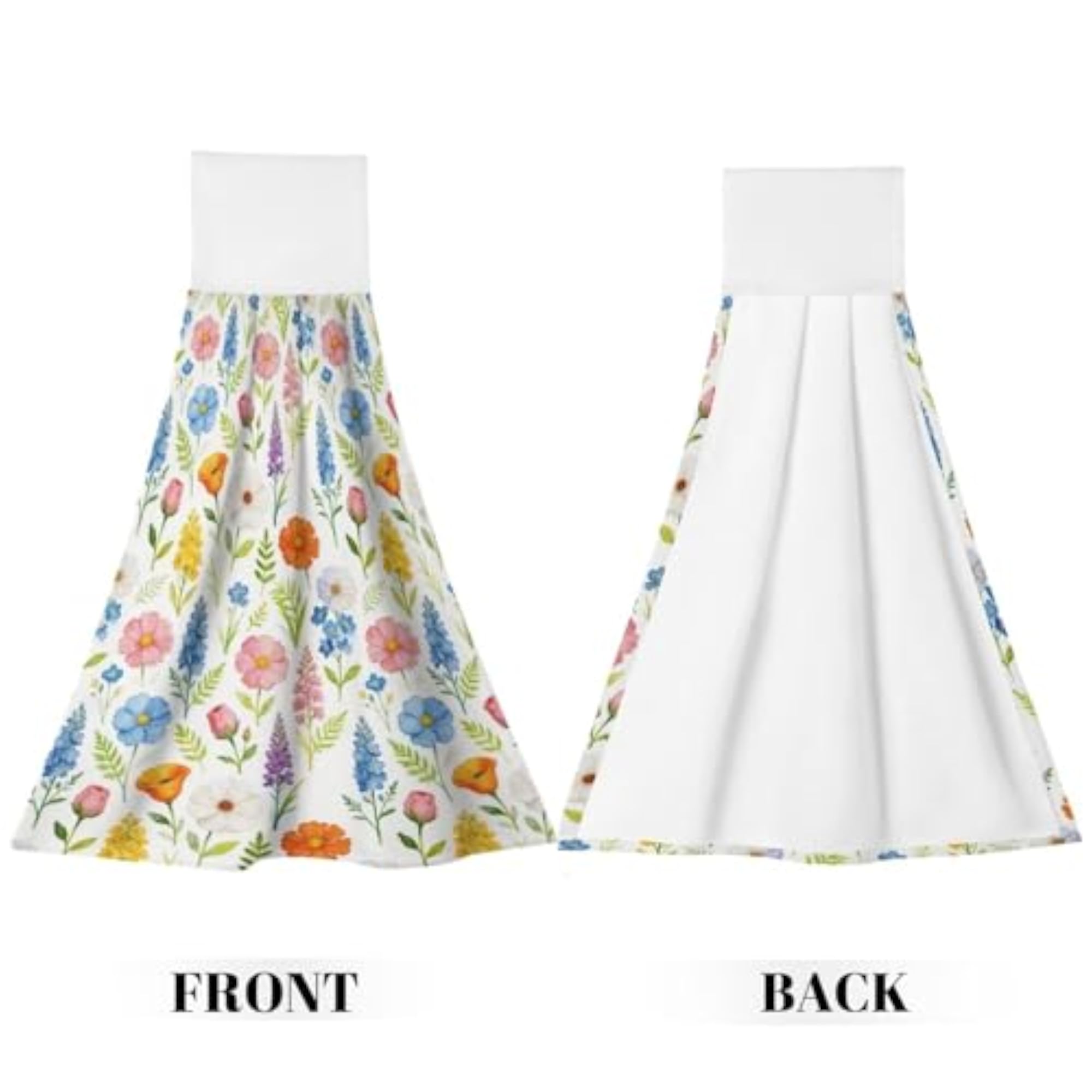 Colorful Floral Kitchen Hand Towels with Hanging Loops