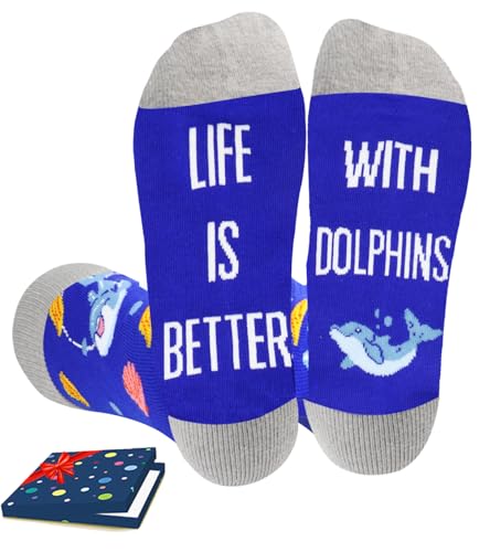 AURIXTAL Dolphin Gifts, Dolphin Socks for Women Men, for Teen Boys Girls