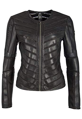Gipsy - Damen Echtleder Lederjacke Lammnappa Materialmix schwarz Größe L