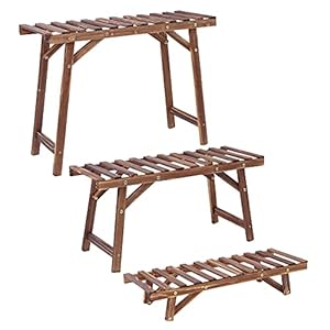 3-laags zelfdragende Ladder Frame Pine Plantenrek Bloempot Rack Tuin Bloempot Opbergrek Binnen en Buiten Planten Display…