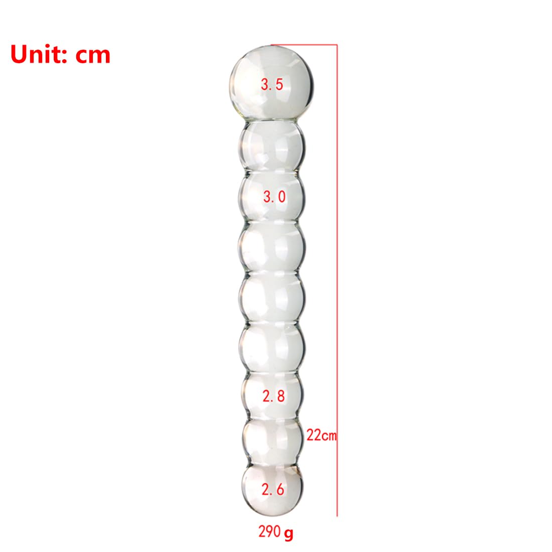 Plug Anal En Verre Soufflé - Grandes Perles "Bubble", Transparent, Adulte, Unisexe, Hygiénique
