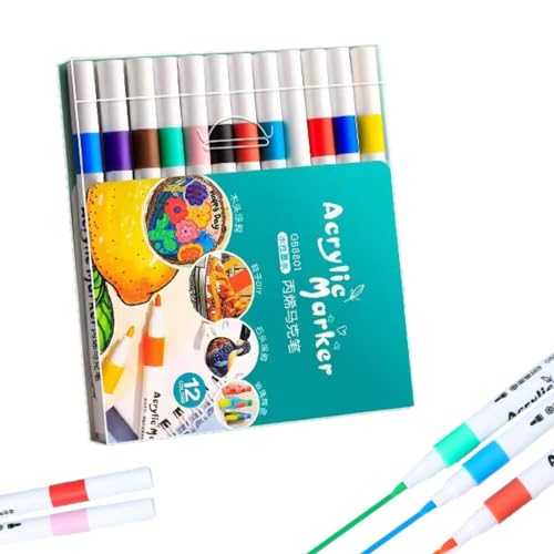 Arhomet 12 Colors Acrylic Paint Markers Set, Extra Fine Tip Acrylic
