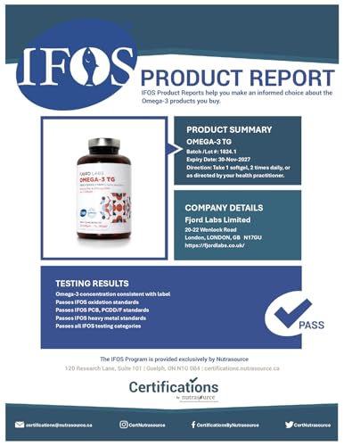 Omega-3 TG | Triglycerid-form | IFOS-zertifiziert | 900mg EPA und 600mg DHA pro 2 kapseln | 120 Kapseln hochdosiert