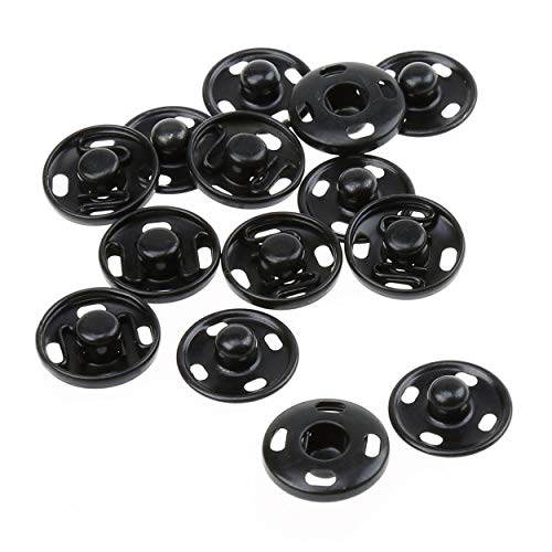 Sew On Snaps Fasteners Button Copper 50 Sets 2 Parts Metal Brass Press Fasteners Round Diy Craft Accessory Black 19Mm #TOP2