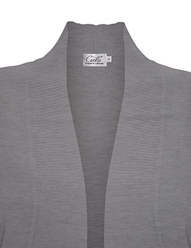 Image of Cielo Women's Solid Basic Open Front Pockets Knit Sweater Cardigan