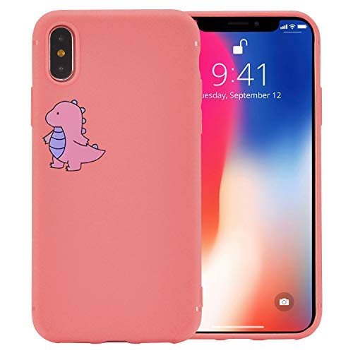 Joyland Silicone Coral Couple Phone Case Cover For Iphone 11 Lover Cute Cartoon Dinosaur Phone Case Cover Bumper Pink Peach Color Protective Shell Compatible For Iphone 11(Coral Dino) #TOP2