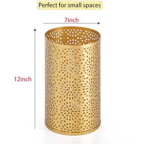Image of Gold Trash Can, Gold Trash Can for Bathroom, Metal Garbage Can for Offices, 7 inch W X 7 inch L X 12 inch H