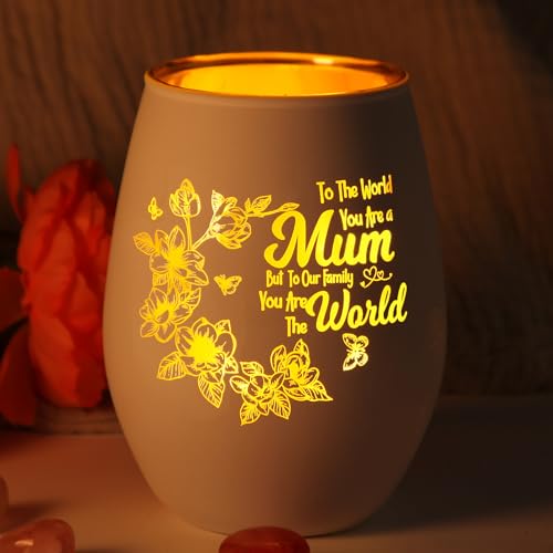 Mothers Day Birthday Gifts for Mum from Daughter Son Kids Glass Tea Light Candle Holders Gifts for Mummy Mother-in-law Unique Tealight Holders with Engravings Best Mother Presents for Home Decor