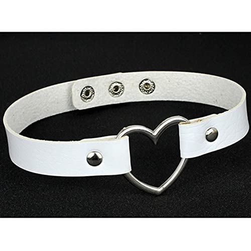 Huouh Collier Punk Rond Gothique Goth Ras du Cou Harajuku   Été Cool en   Cuir PU Boucle De Cou Rivet Ceintures Coeur Jarretières Cover