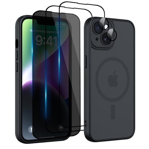 Nupcknn für iPhone 13 Hülle,3 Panzerglas[HD+HD+Anti-Spy] Magnetisch mit Magsafe Handyhülle für iPhone 13 Case Durchschei...