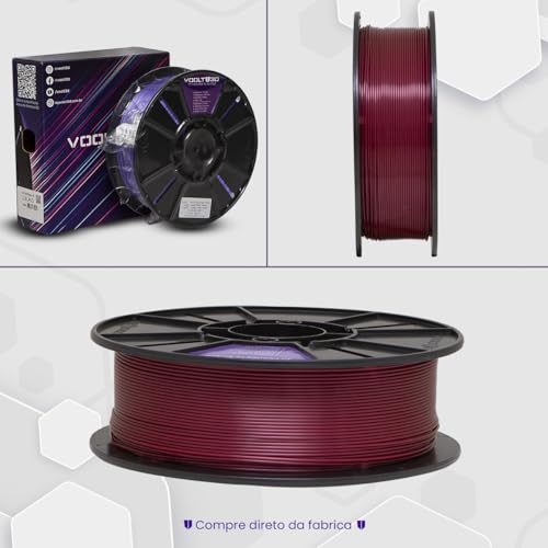 Filamento PLA Vermelho Marsala Premium 1Kg, 1,75mm, Para Impressora 3D - Voolt3D