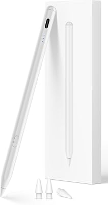 Stylus Stift für iPad 2018-2026 mit USB-C Schnellladeleistung, Palm Rejection und Neigungssensitivität Pencil für iPad 11/10/9/8/7/6/A16, Mini 7/6/5, Air M4/3/2 11″/13″/5/4/3, Pro M5/M4 13″/12.9″/11″