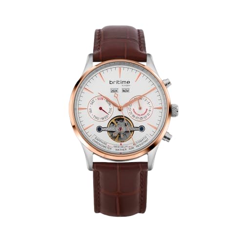 Buy Britime London Celestial Men’s Automatic Watch – Silver Dial, Brown ...