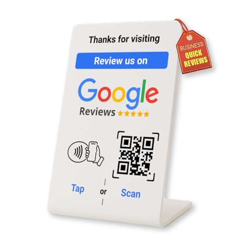 NFC Tap Google Review Stand - Boost Customer Feedback with Tap & Scan QR - No App
