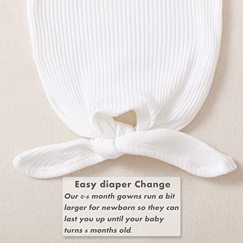 Nzrvaws Baby Gown Newborn Cotton Pit Nightgown Long Sleeve Baby Sleeping Bags With Button Baby Boy Girl Coming Home Outfits Set With Hat Set White #TOP7