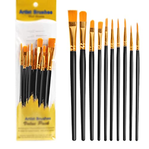 Pinceaux peinture acrylique aquarelle enfants lot de 10 pour loisirs créatifs
