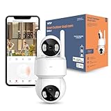 VTA+ 2K Dual Lens Outdoor Security Camera - Dual Lens Technology, Motion Tracking, 280° Rotation, IP65, Built-in Light, Night Vision, Alexa/Google Compatible