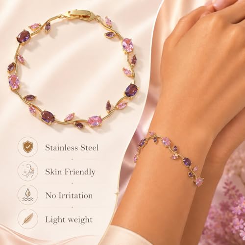 Image of Shining Diva Fashion Tulip Bracelet for Women, Floral Crystal, Anti Tarnish Jewellery Stylish Bracelet Gifts for Girls