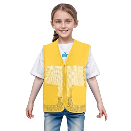 TopTie Kids Unisex Volunteer Vest Advertising Zipper Mesh Vest with 2 Pockets