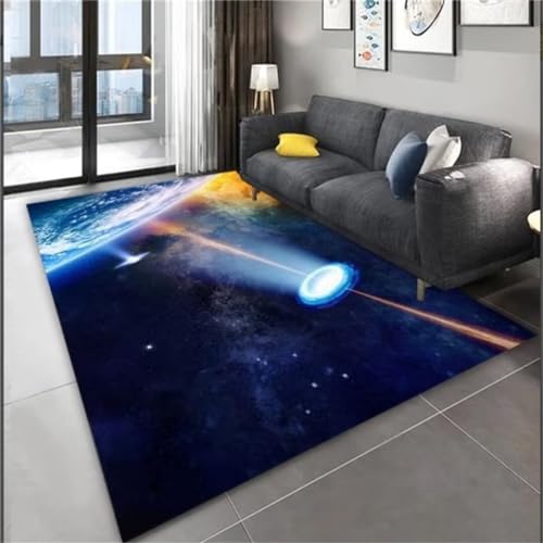 Tapis de salon bleu ciel étoilé 120x180 cm lavable à poils courts - 2