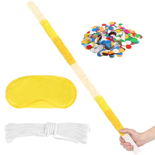 Bâton de piñata jaune de 80 cm léger pour réussir facilement les jeux d'anniversaire