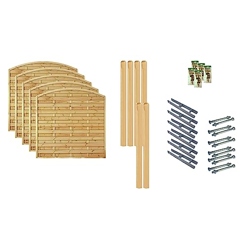 TETZNER & JENTZSCH Zäune Madison 3 I Sichtschutz Zaun 180 x 180cm Graugrün I Gartenzaun aus Holz für den Sichtschutz I Zaun mit Lamellenwand I Gartenzaun Komplettset mit Trennwand für den Windschutz