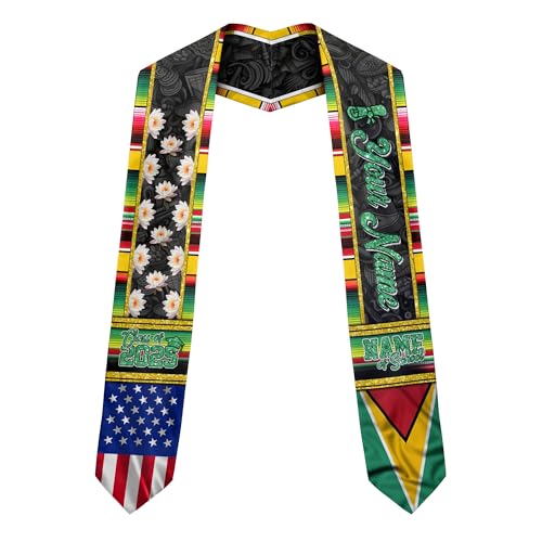 MonkeyVan Custom Guyana Graduation Sash Custom Flag Graduation Stole Guyana Flag Graduation Sash Guyana Stole Graduation 2025 Gya19