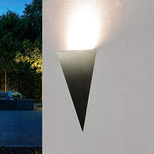 Lampada da parete in acciaio inossidabile argento IP44 giardino terrazza A: 22 cm LED 4,5 watt lampada da parete per esterno design antiruggine bianco caldo
