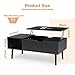 Sweetcrispy Coffee Table Lift Top Coffee Tables for Living Room,Small Rising Wooden Center Tables with Storage Shelf and Hidden Compartment, Black