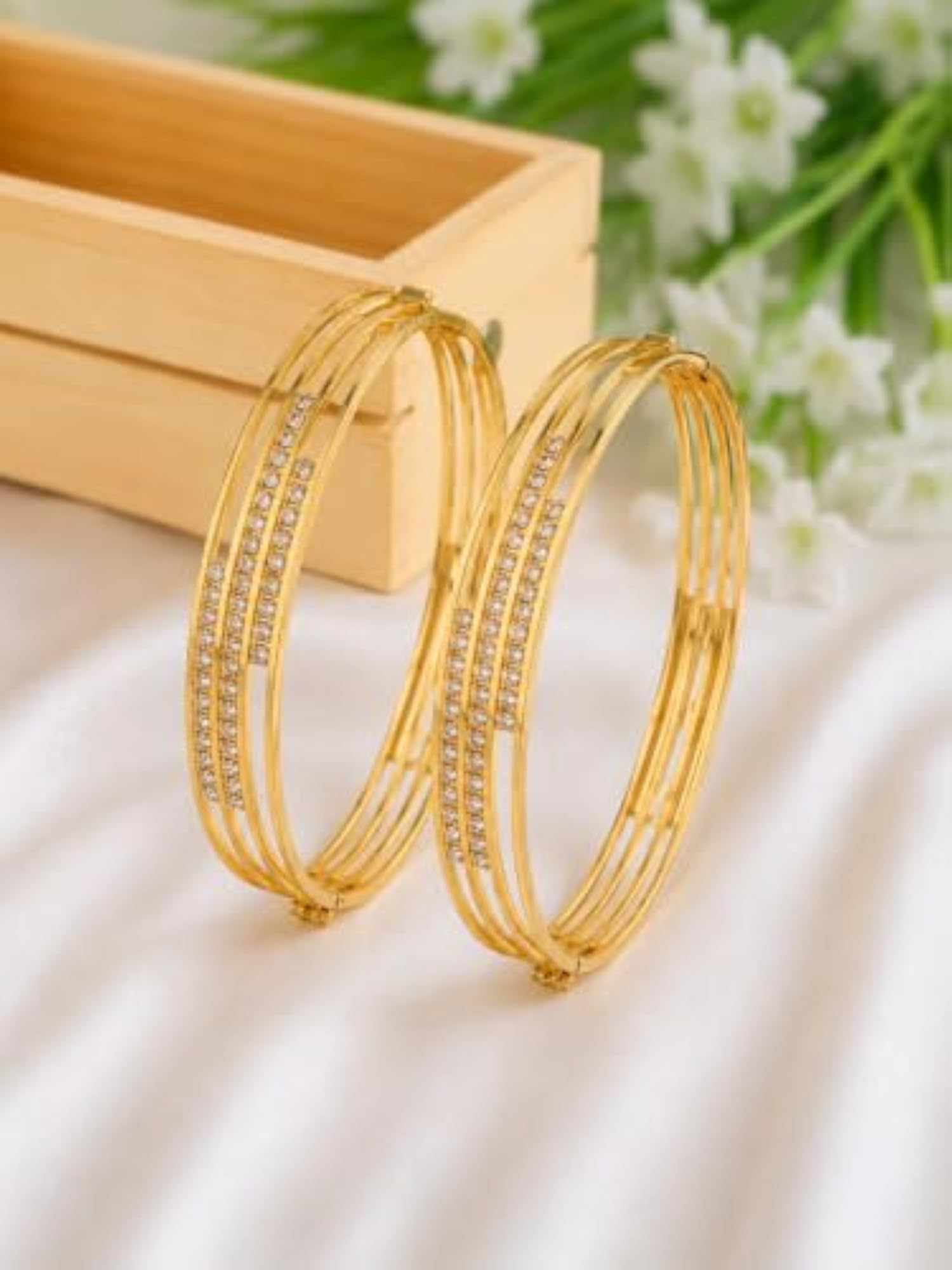 Set of 2 Plated Bangles, Elegant Design