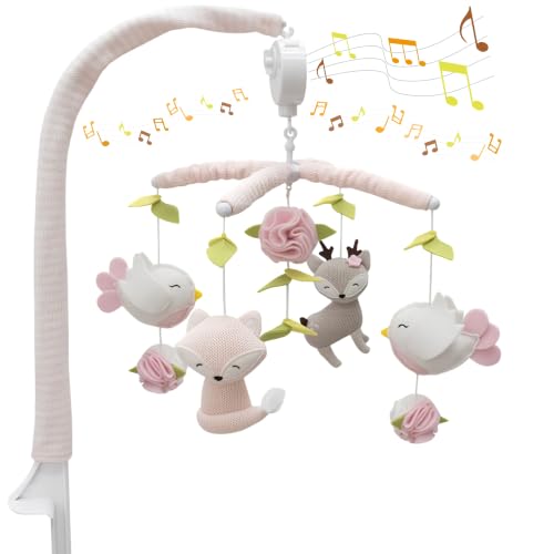 Image of Living Textiles Baby Musical Mobile - Ava Birds | Crib Toy, Knitted Woodland Characters, Nursery Decor, Calming Soother with 12 Lullabies Essential and Perfect Toy for Boys Girls