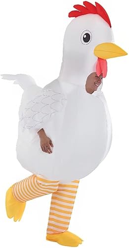 Disfraz inflable de pollo blanco para adultos, 1 juego, perfecto para fiestas y entretenimiento
