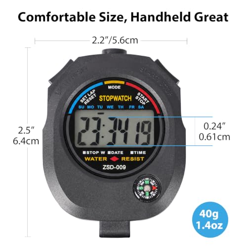 2 Pack Sports Stopwatch Timer, Single Lap Split Digital Stop Watch for Sports Kids Coaches Swimming Running - Image 2